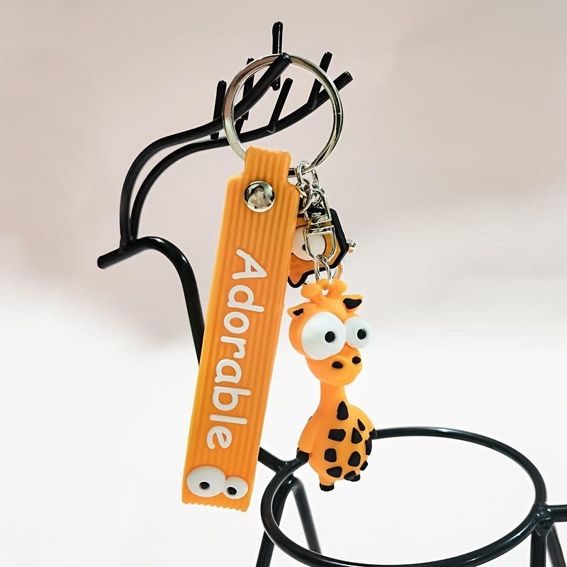 Giraffe Keychain PVC Cartoon Funny Keychain Girls Bags Doll Key Rings