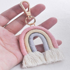 Colorful Boho Rainbow Tassel Keychain for Women Girls