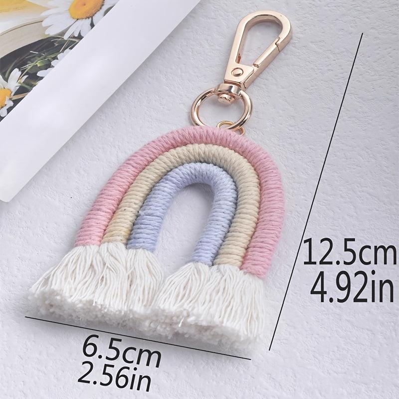 Colorful Boho Rainbow Tassel Keychain for Women Girls