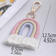 Colorful Boho Rainbow Tassel Keychain for Women Girls