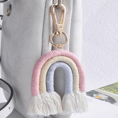 Colorful Boho Rainbow Tassel Keychain for Women Girls