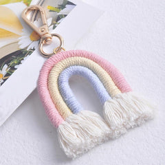 Colorful Boho Rainbow Tassel Keychain for Women Girls