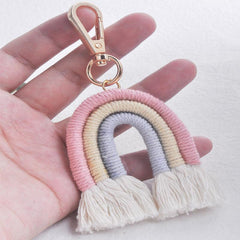 Colorful Boho Rainbow Tassel Keychain for Women Girls