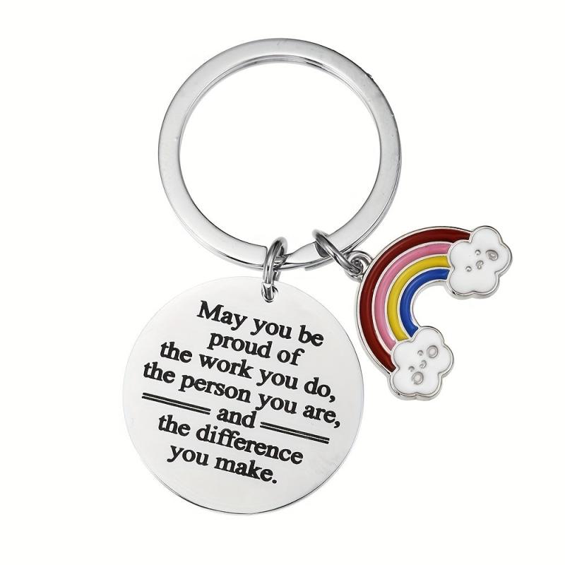 Rainbow & Letter Charm Keychain Graduation Series Bag Purse Charm Gift