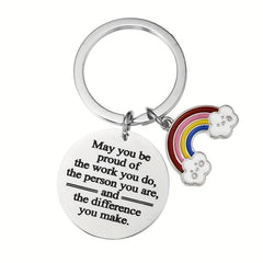 Rainbow & Letter Charm Keychain Graduation Series Bag Purse Charm Gift