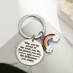 Rainbow & Letter Charm Keychain Graduation Series Bag Purse Charm Gift
