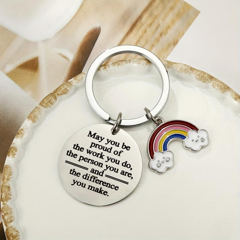 Rainbow & Letter Charm Keychain Graduation Series Bag Purse Charm Gift