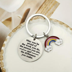 Rainbow & Letter Charm Keychain Graduation Series Bag Purse Charm Gift