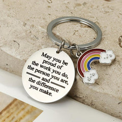 Rainbow & Letter Charm Keychain Graduation Series Bag Purse Charm Gift