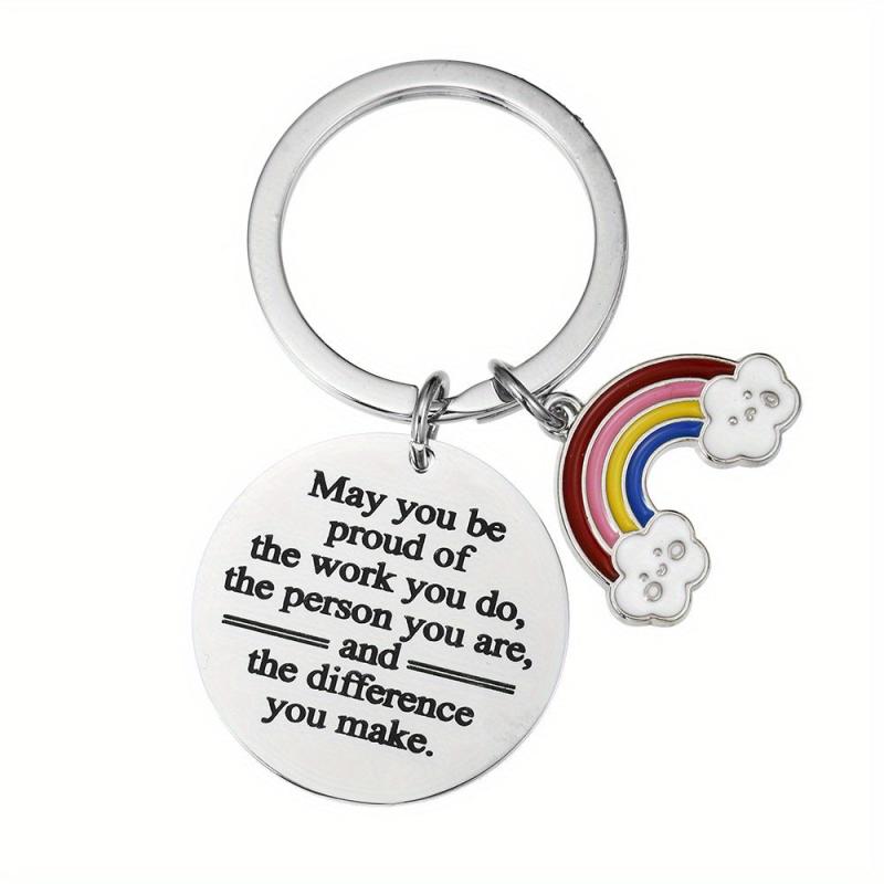 Rainbow & Letter Charm Keychain Graduation Series Bag Purse Charm Gift