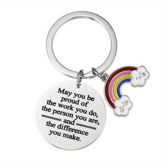 Rainbow & Letter Charm Keychain Graduation Series Bag Purse Charm Gift