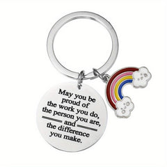 Rainbow & Letter Charm Keychain Graduation Series Bag Purse Charm Gift