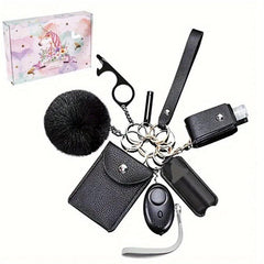 9 Pcs Women's Keychain Set With Safety Alarm Keychain