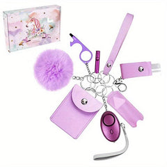 9 Pcs Women's Keychain Set With Safety Alarm Keychain