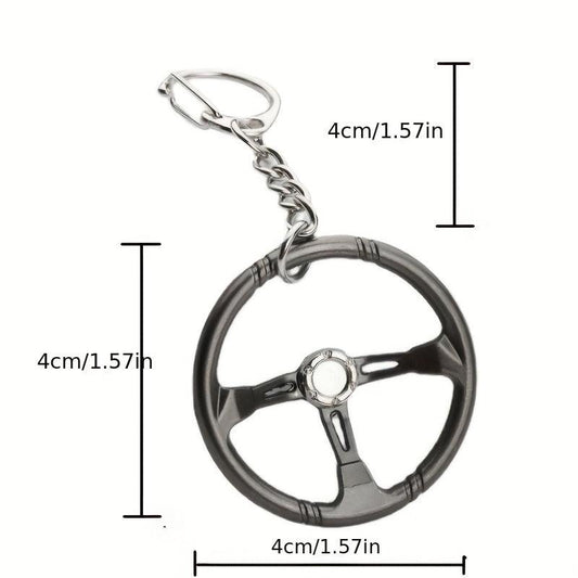 Racing Steering Wheel Keychain Metal Key Ring Father's Gift