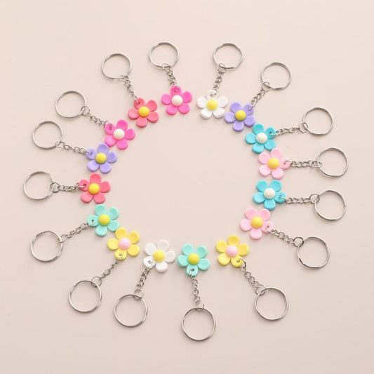 16pcs PVC Sun Flower Keychain Cartoon Colorful Bag Key Chain