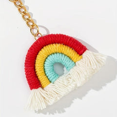 Vintage Boho Rainbow Tassel Keychain Pendant Bag Ornament