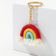 Vintage Boho Rainbow Tassel Keychain Pendant Bag Ornament