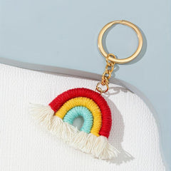 Vintage Boho Rainbow Tassel Keychain Pendant Bag Ornament