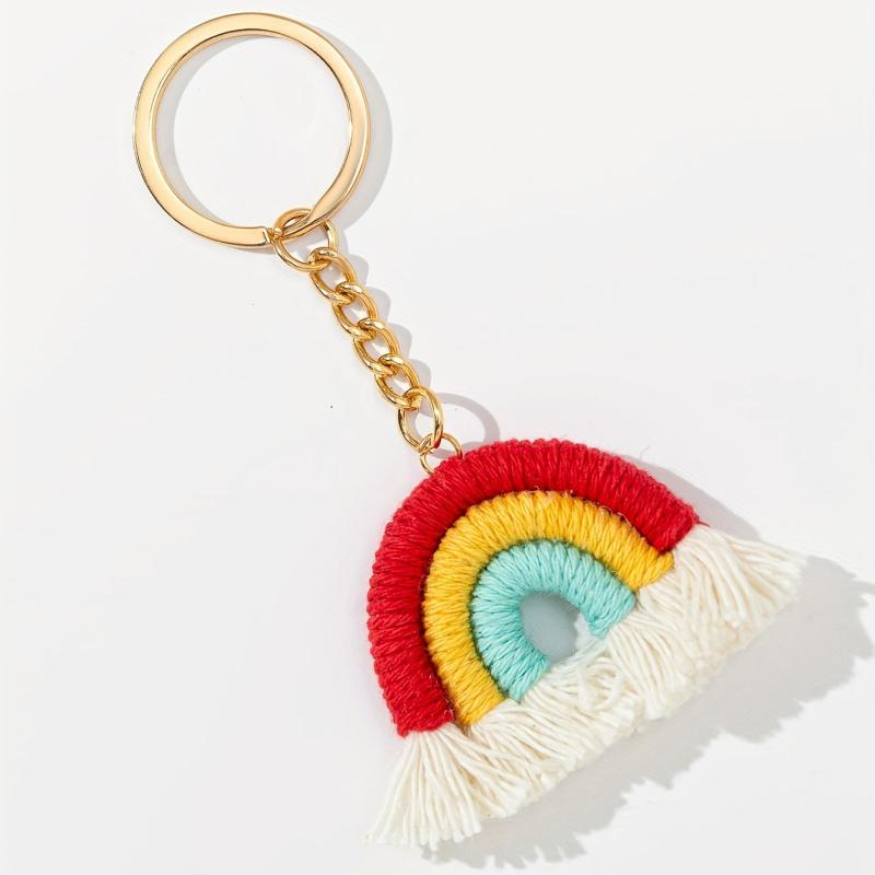 Vintage Boho Rainbow Tassel Keychain Pendant Bag Ornament