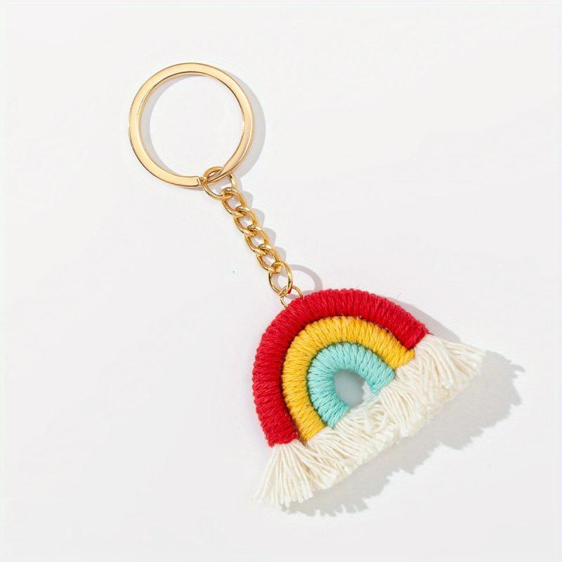 Vintage Boho Rainbow Tassel Keychain Pendant Bag Ornament
