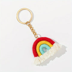 Vintage Boho Rainbow Tassel Keychain Pendant Bag Ornament