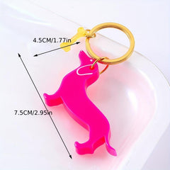 Pink Dog Keychain Key Ring Pendant Bag Car Key Wallet Keychain Accessory