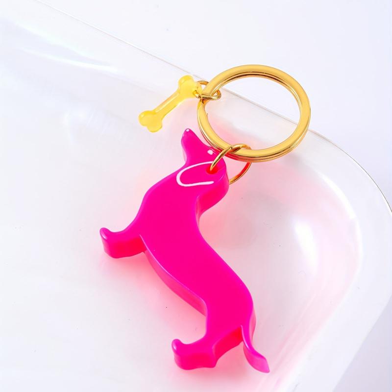 Pink Dog Keychain Key Ring Pendant Bag Car Key Wallet Keychain Accessory