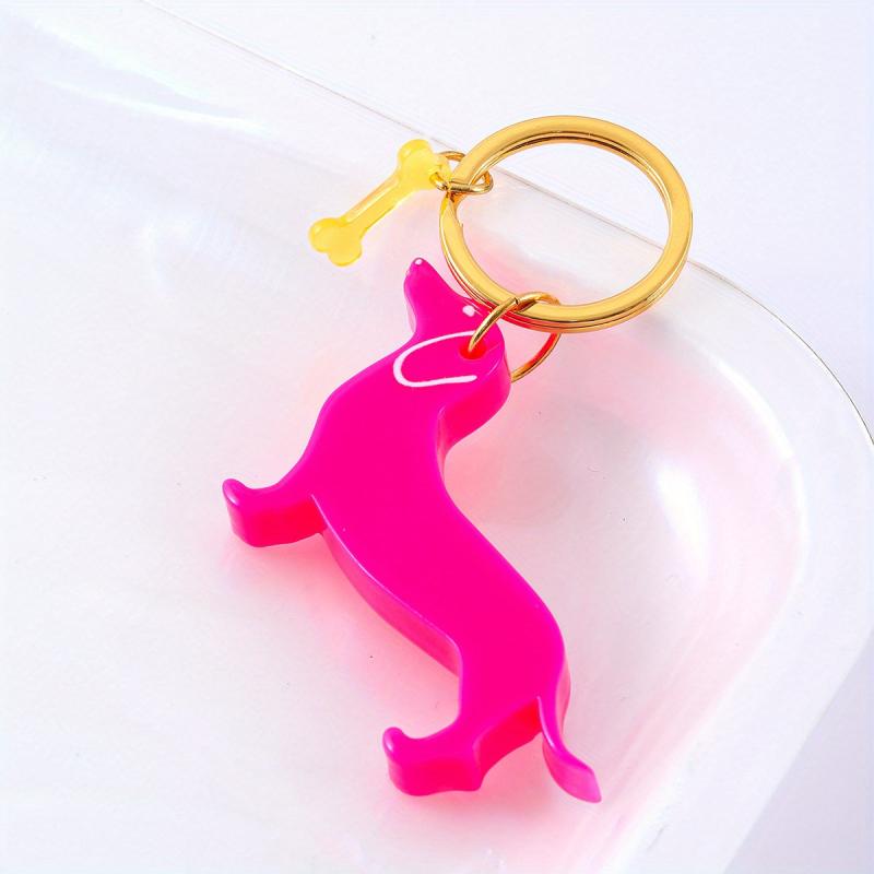 Pink Dog Keychain Key Ring Pendant Bag Car Key Wallet Keychain Accessory