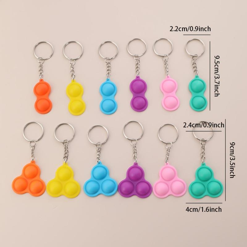 12pcs Mini Pop Fidget Keychain Sensory Toy Anti Anxiety Stress Relief