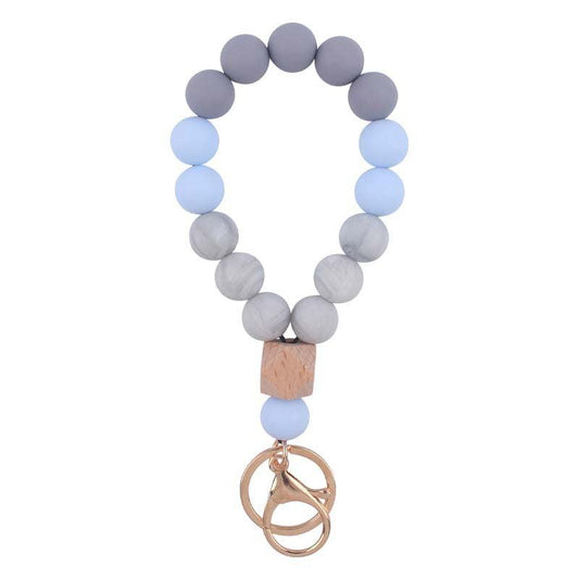 Women's Silicone Beaded Key Ring Bracelet Wristlet Bangle Keychain