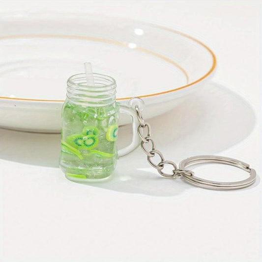 Beverage Charm Keychain Acrylic Keyring Bag Accessory Phone Ornament