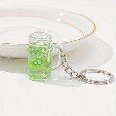 Beverage Charm Keychain Acrylic Keyring Bag Accessory Phone Ornament