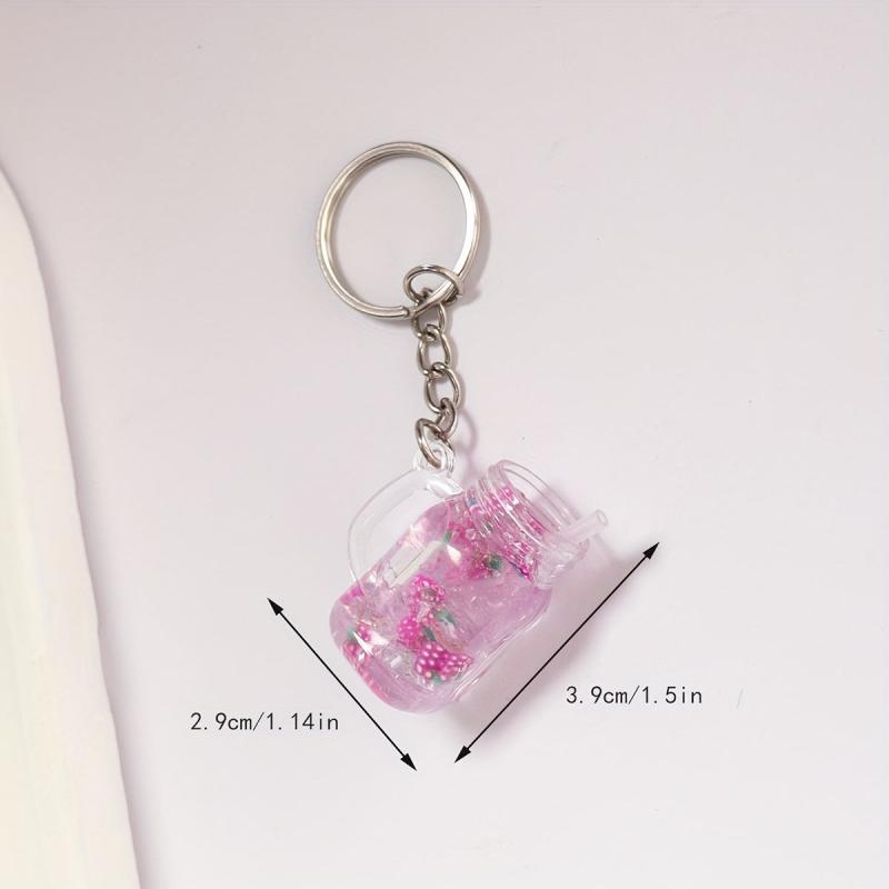 Beverage Charm Keychain Acrylic Keyring Bag Accessory Phone Ornament