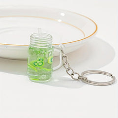 Beverage Charm Keychain Acrylic Keyring Bag Accessory Phone Ornament