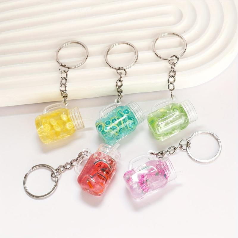 Beverage Charm Keychain Acrylic Keyring Bag Accessory Phone Ornament