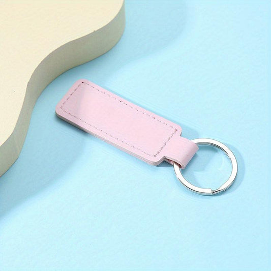 Vintage PU Leather Keychain Sublimation Blank Key Ring Pendant