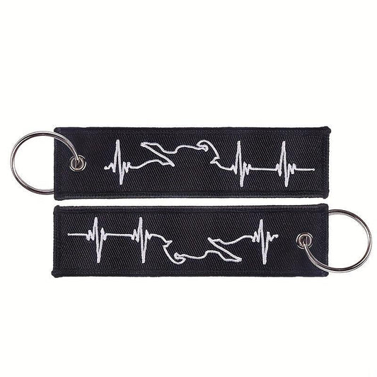 Biker Heartbeat Keychain Embroidery Key Fobs Jewelry
