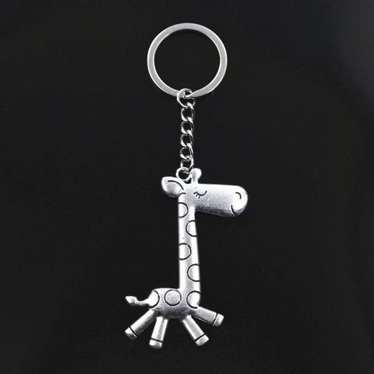 Bronze Silver Running Giraffe Pendant Keychain Key Ring Holder