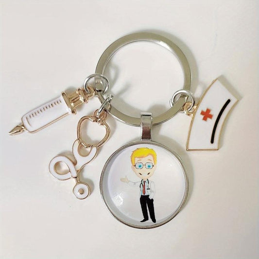 Nurse's Theme Keychain Alloy Neddle Pattern Pendant