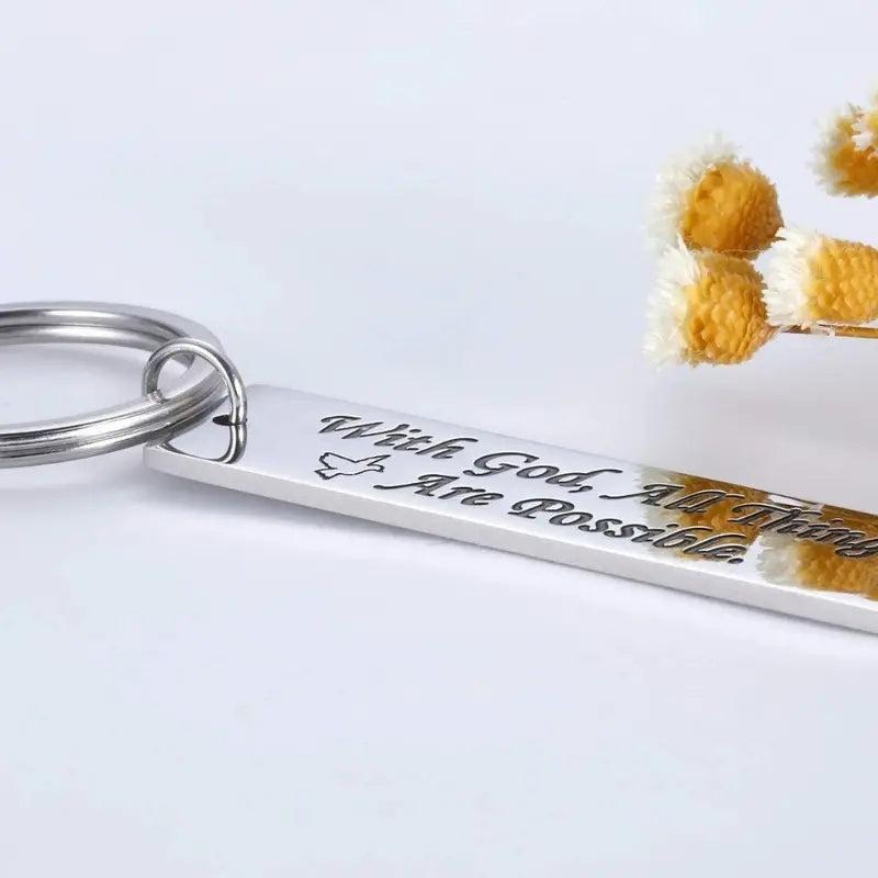 Faith Gift Keychain Friends All Things Possible With God