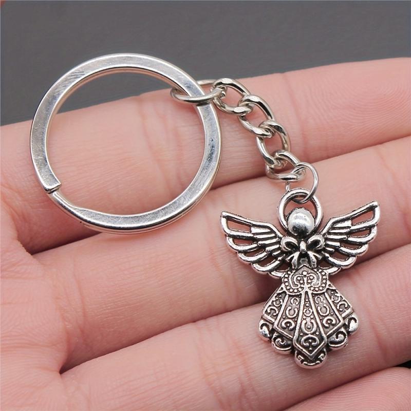 3pcs Retro Angel Keychain Hollow Pendant For Men