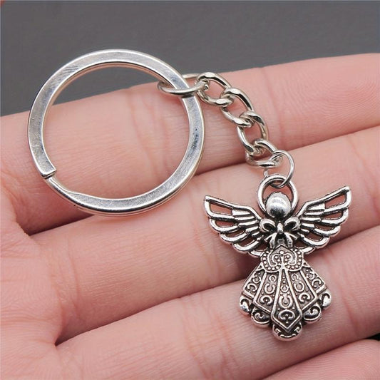 3pcs Retro Angel Keychain Hollow Pendant For Men