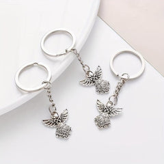 3pcs Retro Angel Keychain Hollow Pendant For Men