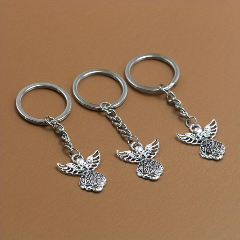 3pcs Retro Angel Keychain Hollow Pendant For Men