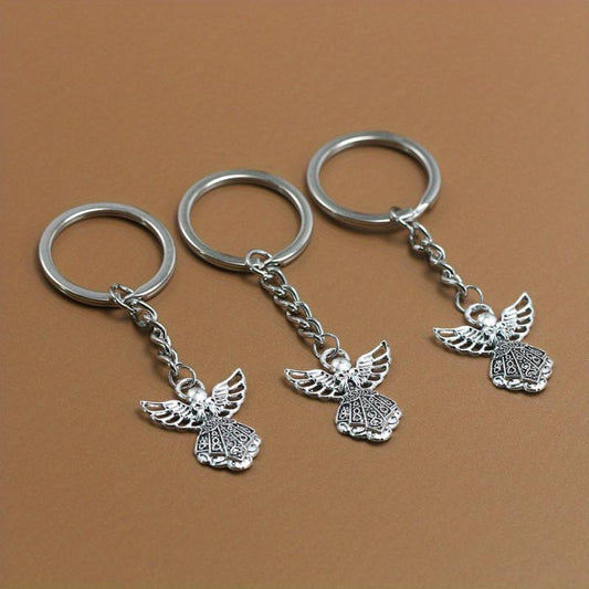 3pcs Retro Angel Keychain Hollow Pendant For Men