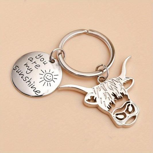 Men's Cow Head Keychain Alloy Material
