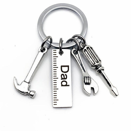 Stainless Steel Dad's Tools Keychain Hammer Screwdriver Wrench Gift