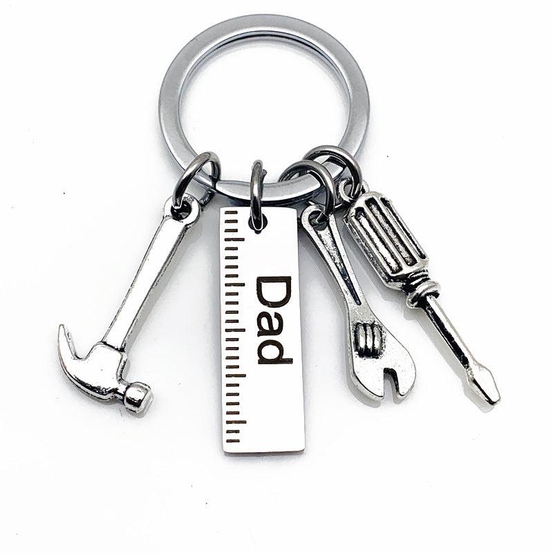 Stainless Steel Dad's Tools Keychain Hammer Screwdriver Wrench Gift