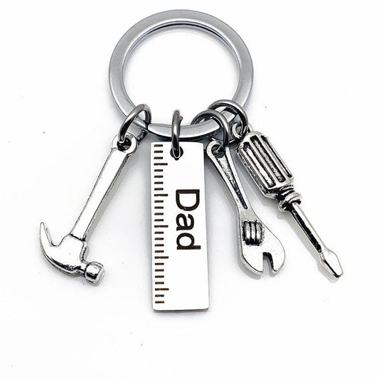 Stainless Steel Dad's Tools Keychain Hammer Screwdriver Wrench Gift